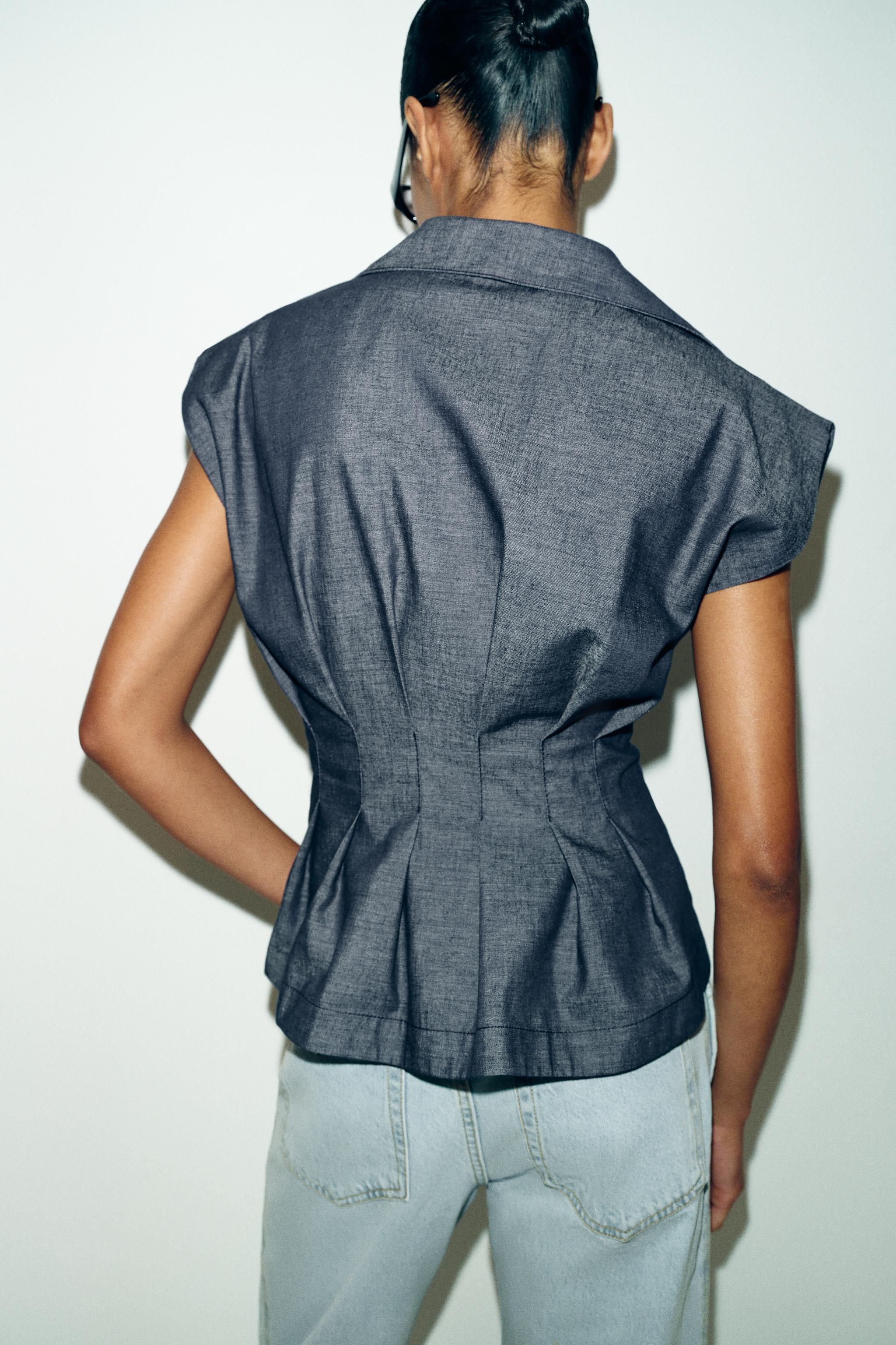 FITTED LINEN BLEND SHIRT WITH DARTS